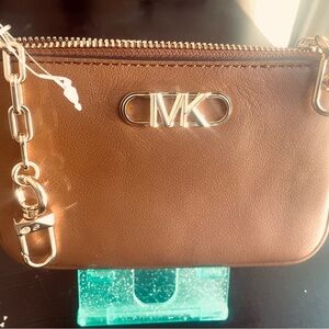 Michael Kors Tan Leather Pouch with Gold Hardware